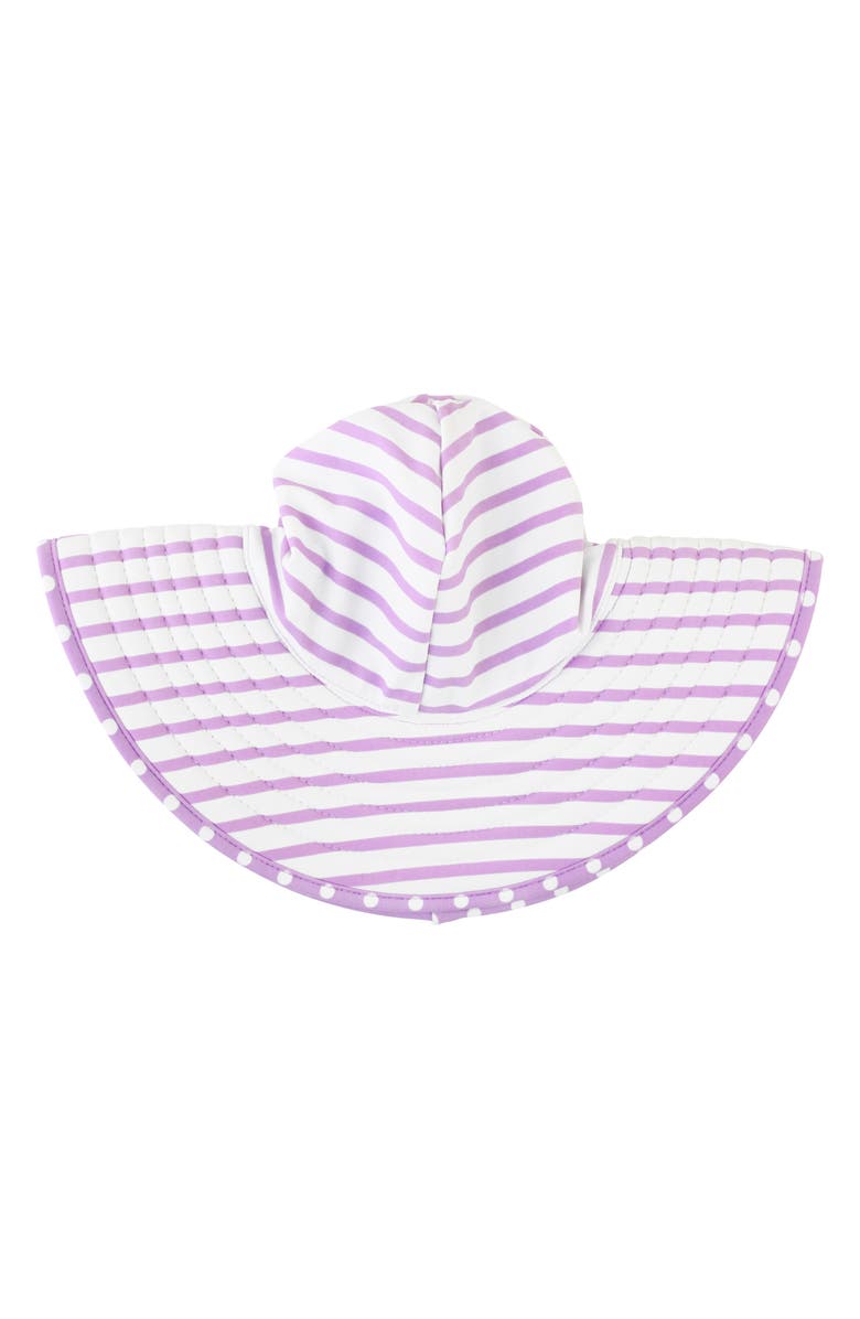 RuffleButts Polka Dot One-Piece Rashguard Swimsuit & Sun Hat Set, Alternate, color,