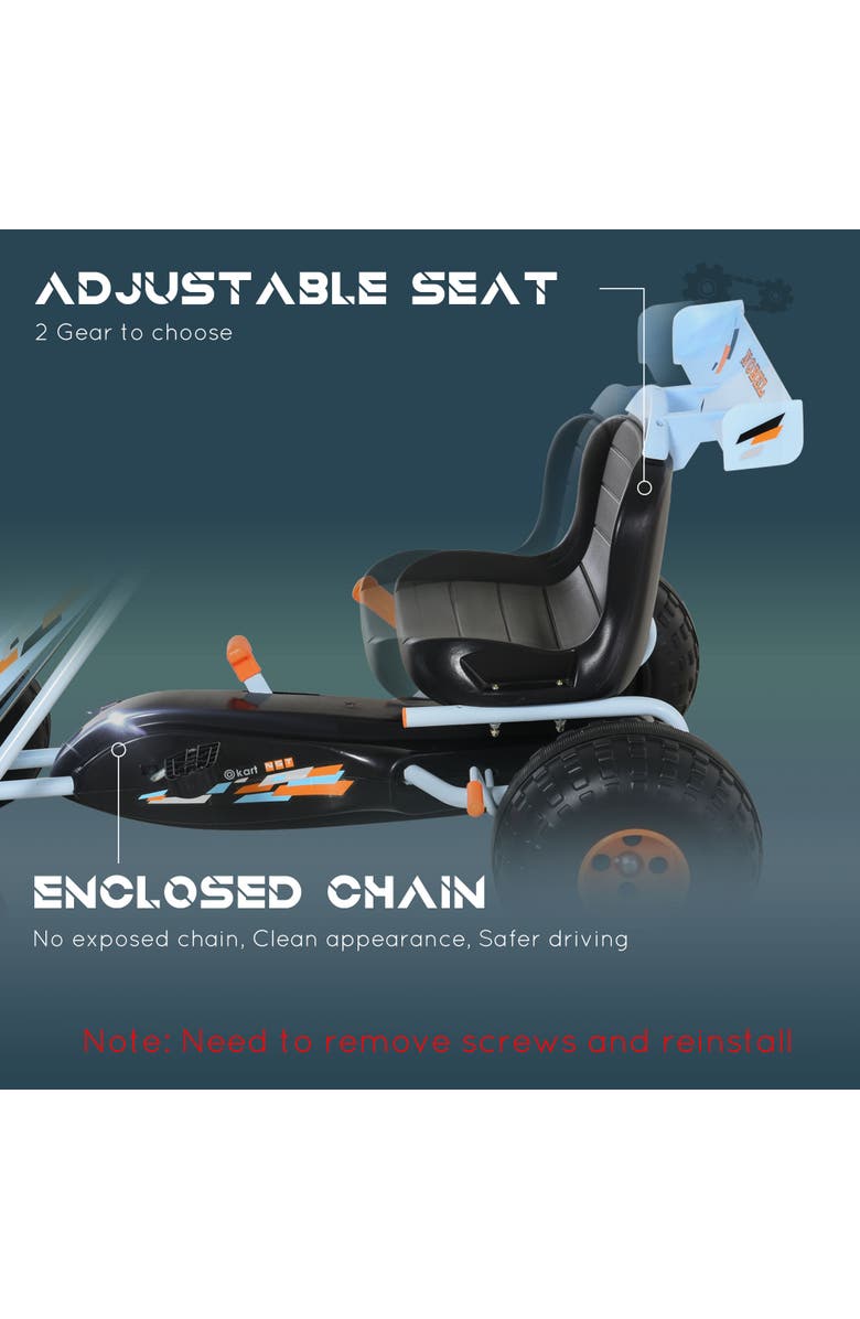 Aosom Kids Pedal Go Kart with Adjustable Seat, Handbrake, Alternate, color, Light Blue