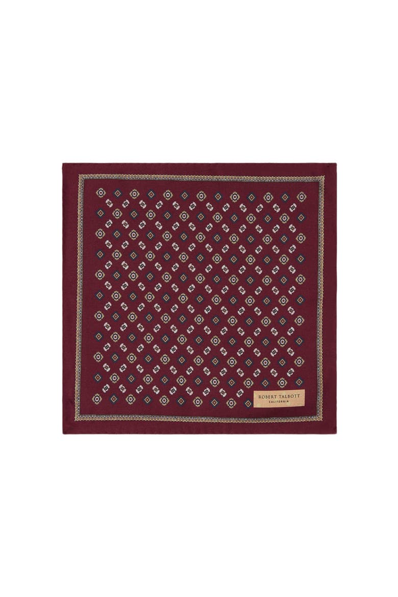 Paisley Collins Double Print Pocket Square, Main, color, Maroon Multi
