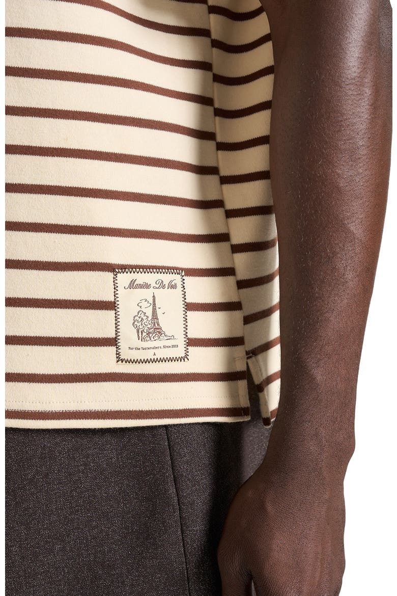 Riley Unisex Striped Relaxed Fit Cotton T-Shirt, Alternate, color, Cream/Brown