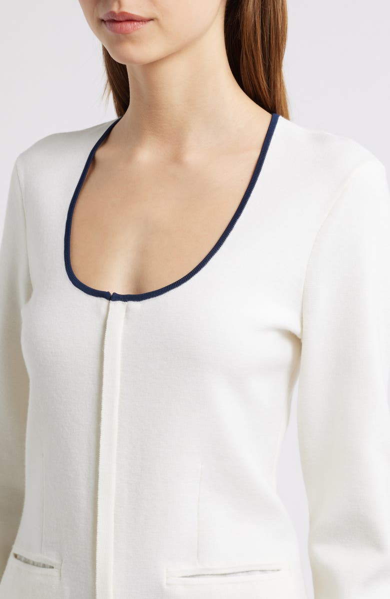 rag & bone Ella Front Zip Merino Wool Blend Cardigan, Alternate, color, White