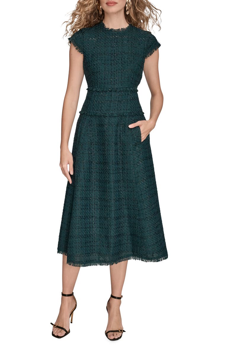 Metallic Tweed Midi Dress, Main, color, HUDSON