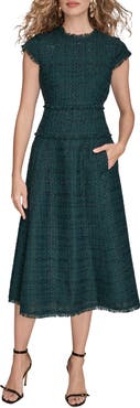 Donna Karan New York Metallic Tweed Midi Dress