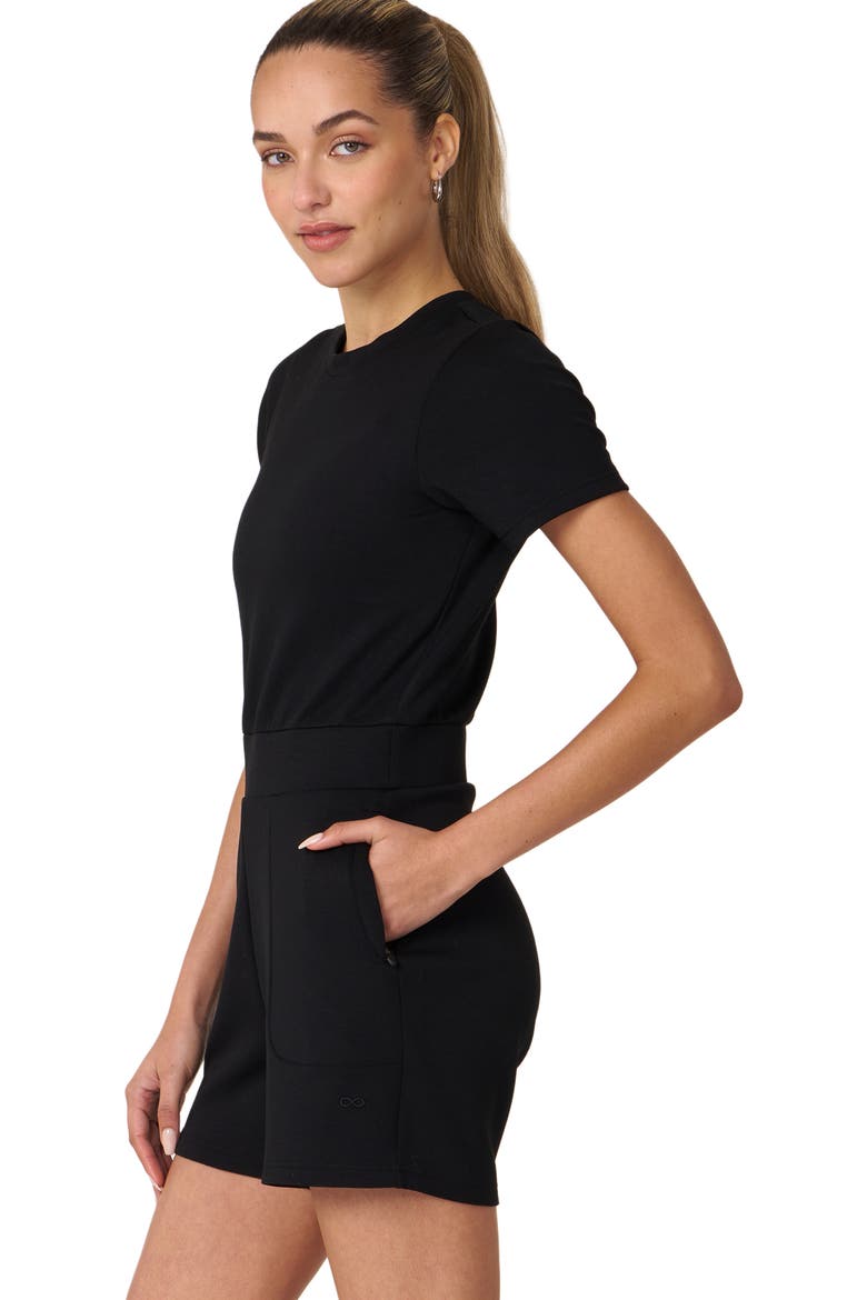 That's a Wrap Scuba Knit Romper, Alternate, color, Black