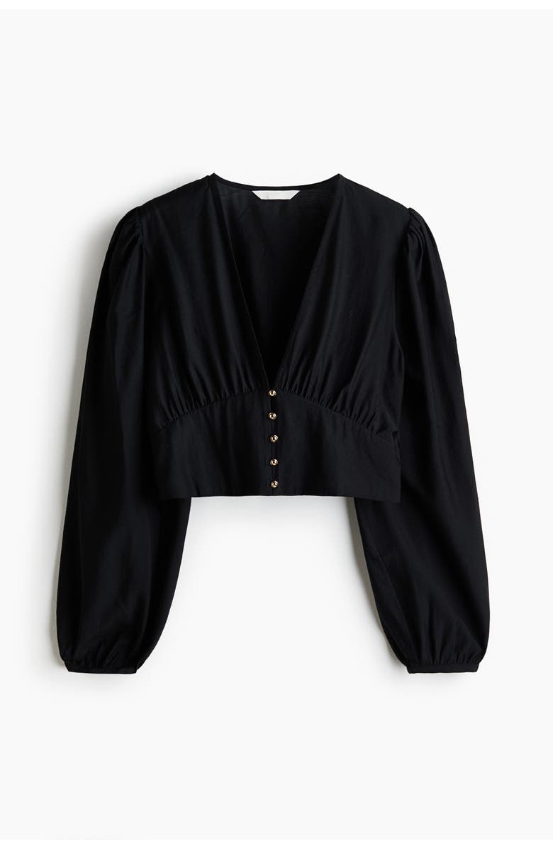 H&M V-neck Blouse, Main, color, Black
