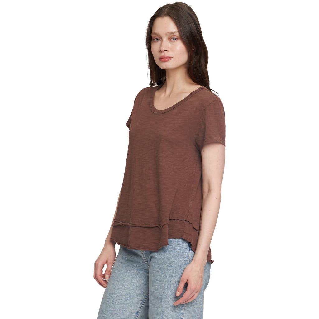 Wilt Clothing Short Sleeve Mock Layer Tee In Brown