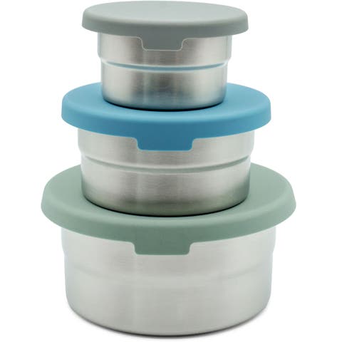 Stainless Steel Food Storage Containers, Leakproof Silicone Lids, BPA-Free - Set of 3