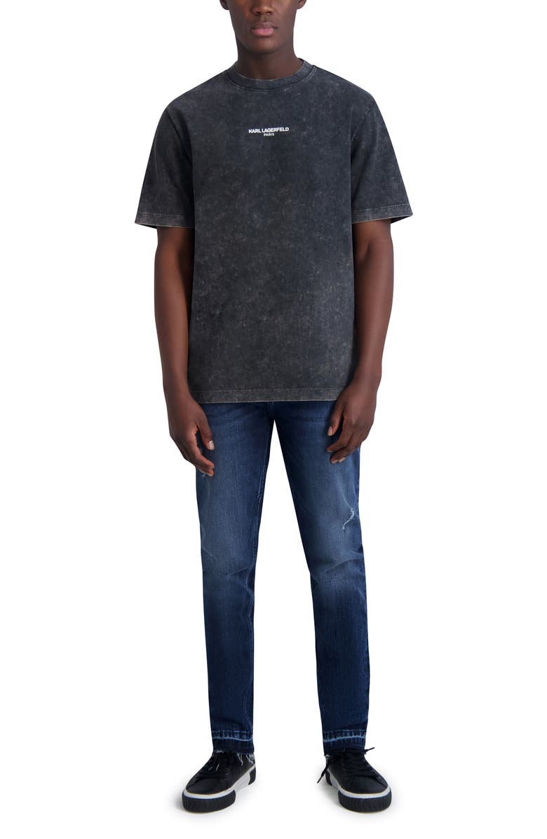 KARL LAGERFELD PARIS Relase Hem Slim Fit Jeans, Alternate, color, 