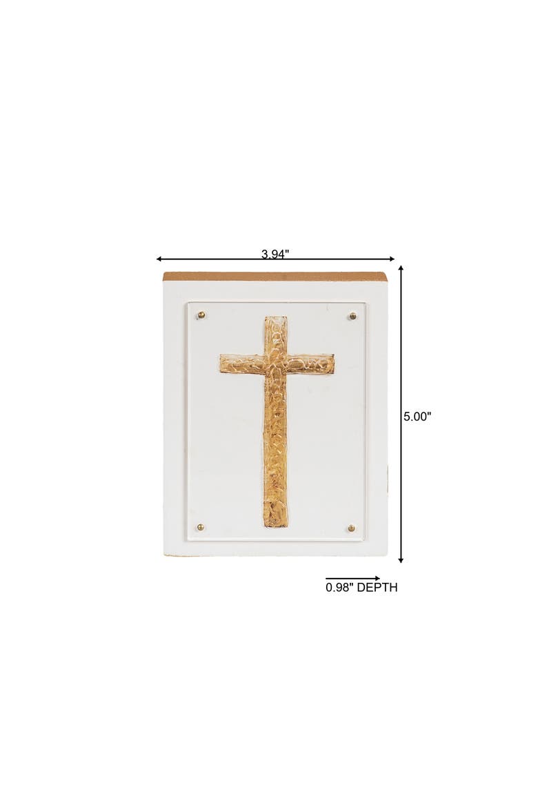 Wood and Acrylic Block Gold Cross Multicolored for Spring Home Decor, Alternate, color, Gold
