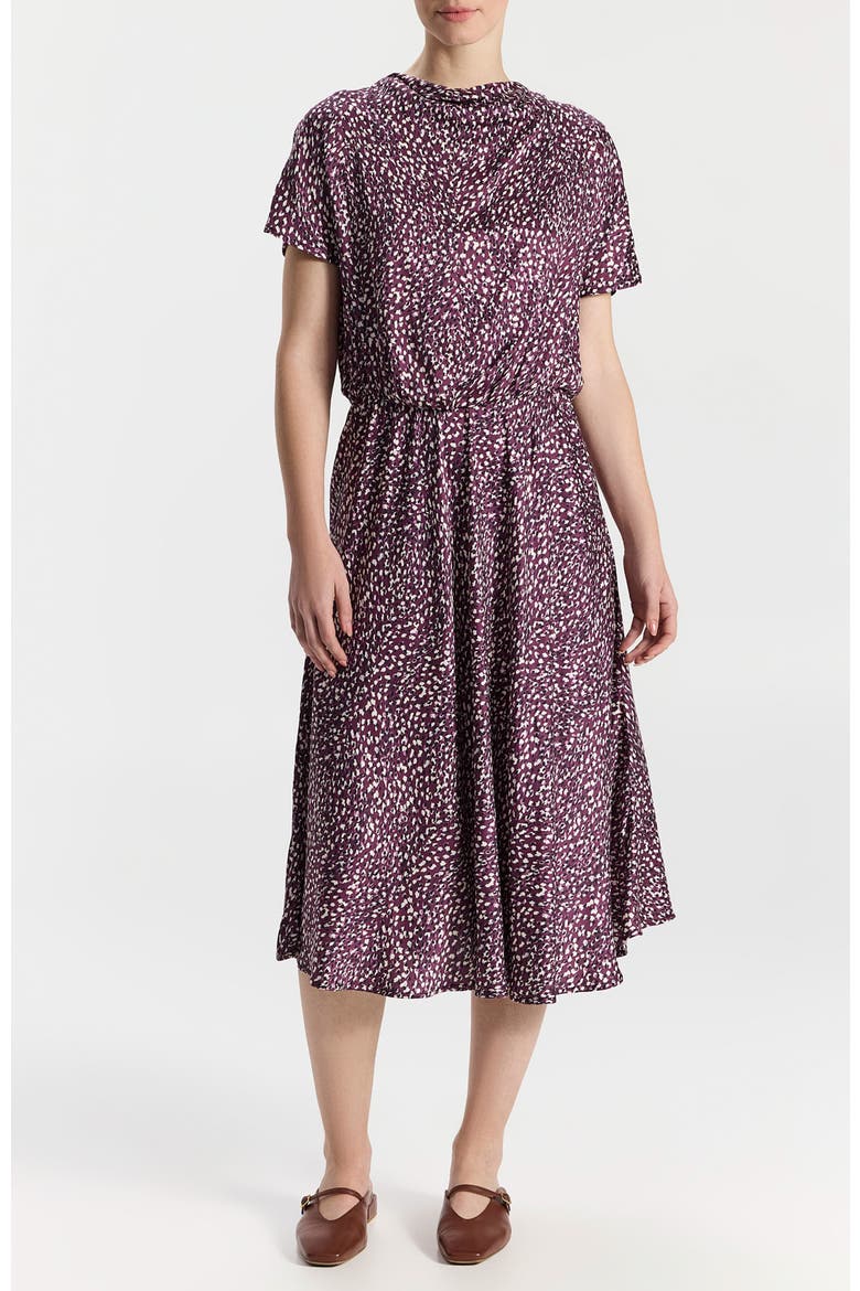 Daria High-Neck Flowy Floral Midi Dress, Main, color, Purple Floral Design