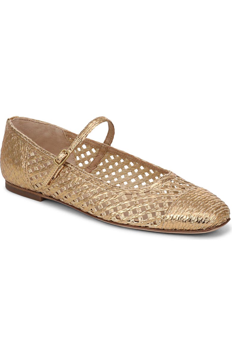 Veronica Beard Ellie Woven Ballet Flat, Main, color, Pale Gold