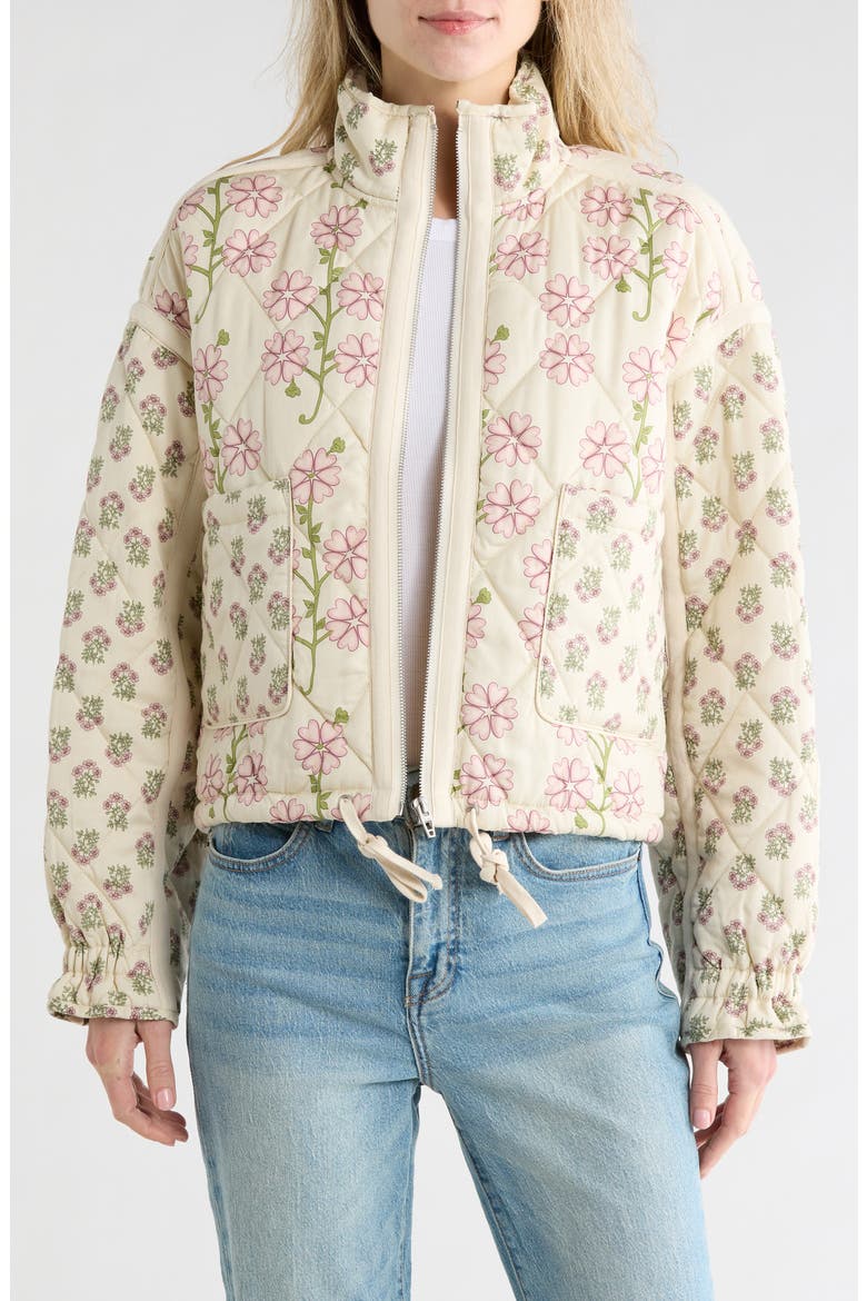 Bloom Bash Quilted Bomber Jacket, Main, color, WILD ROSES