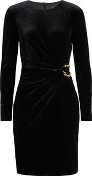 Eliza J Pleated Velvet Cocktail Dress