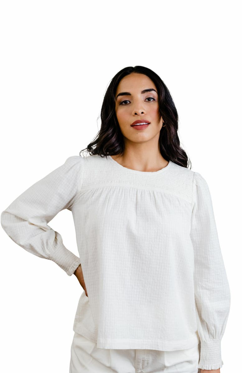 ABLE Lisa Smocked Neck Sleeve Top, Main, color, 