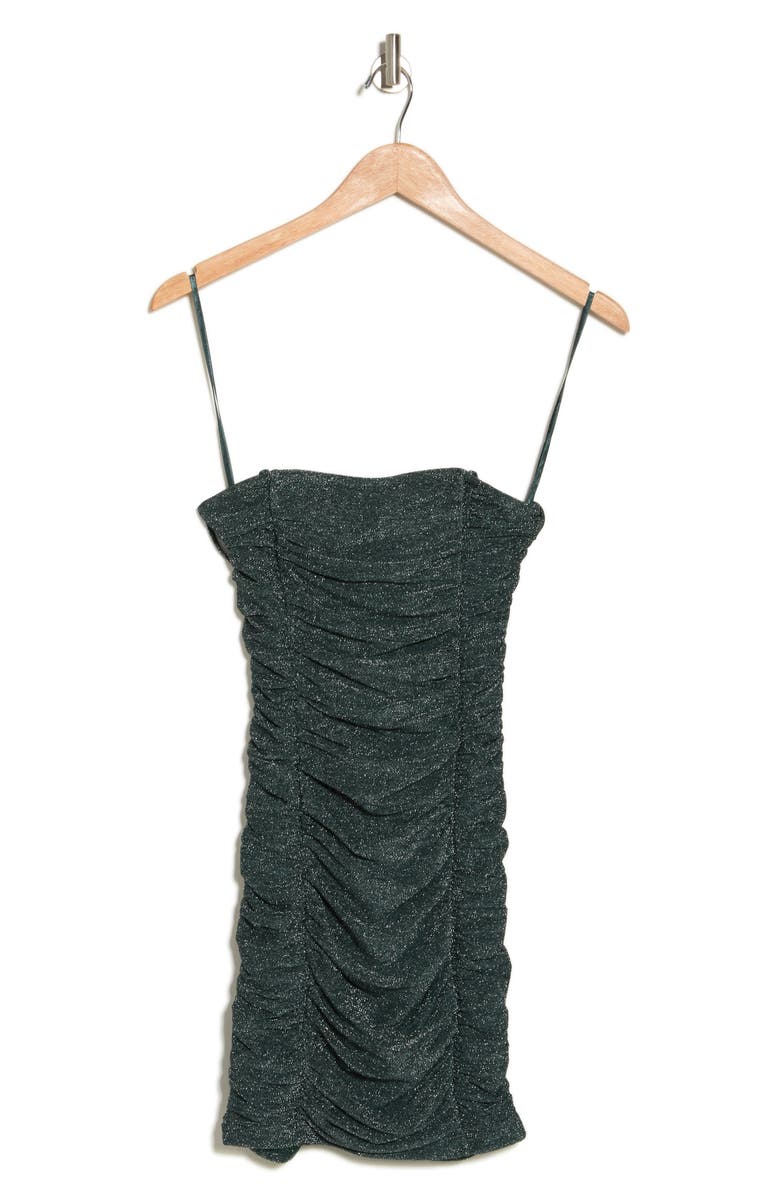 Jump Apparel Shimmer Ruched Party Dress, Alternate, color, Hunter