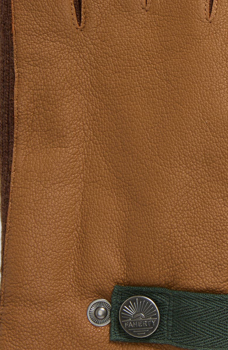 Faherty Knit Panel Leather Gloves, Alternate, color, 
