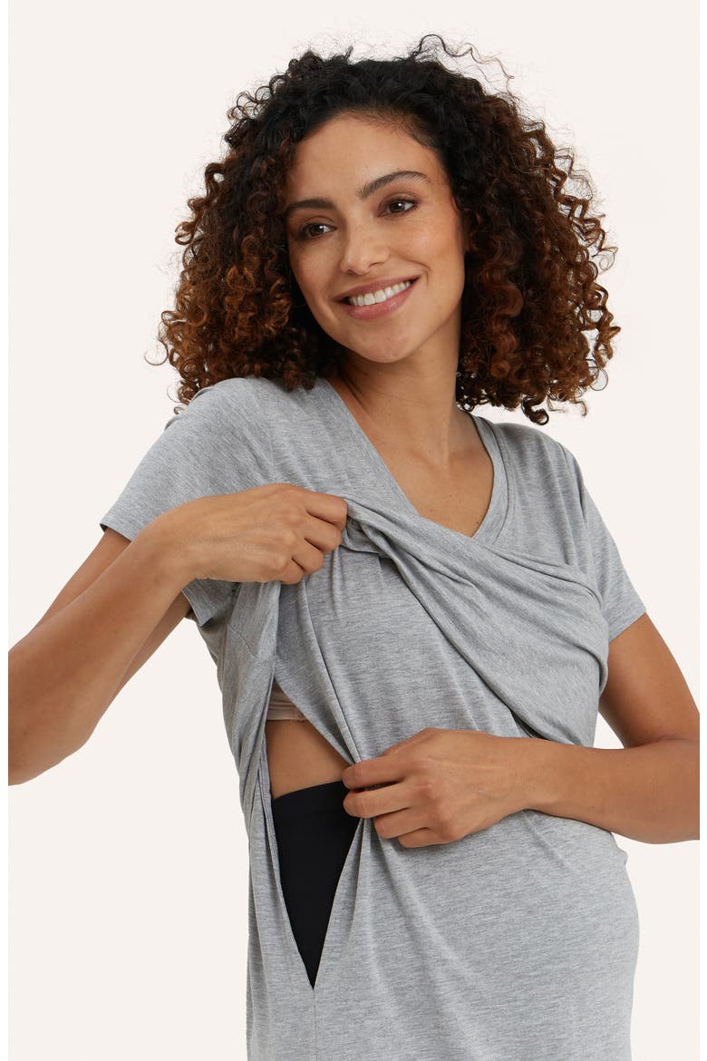 The Maternity & Nursing Tee, Alternate, color, HEATHER GRAY