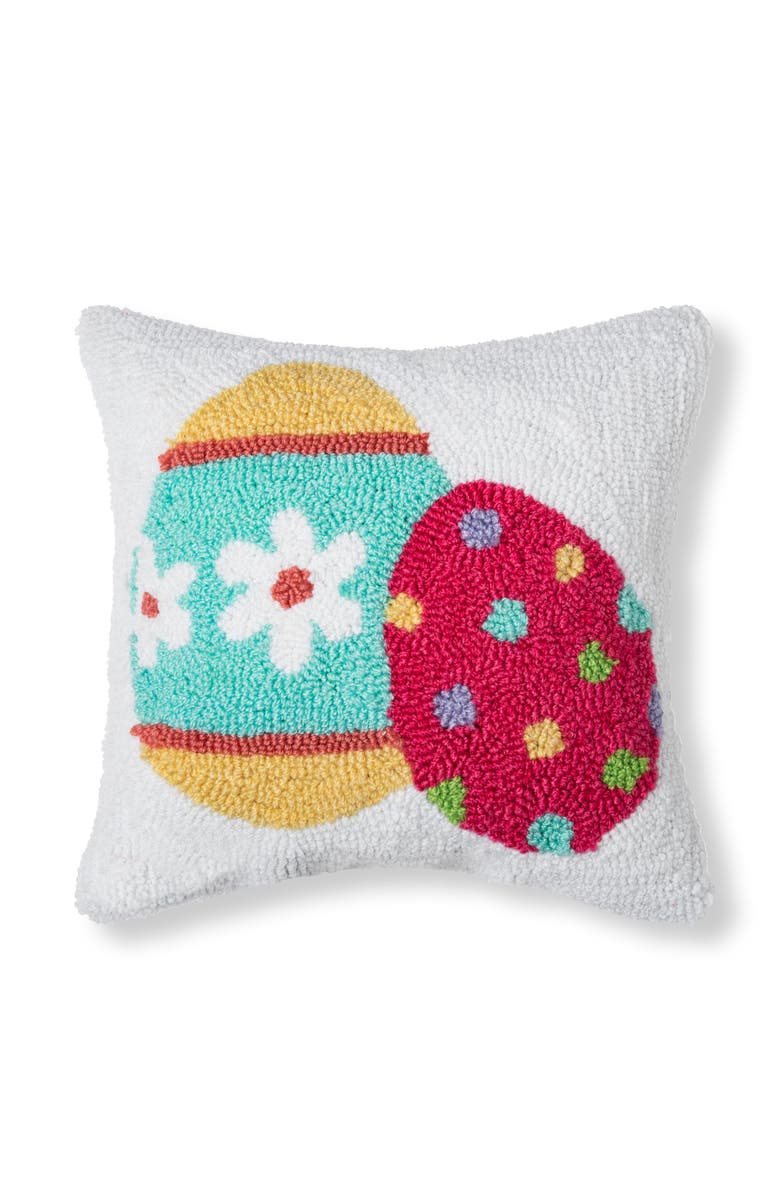 C&F Home Easter Eggs White Mini Hooked Accent Pillow 12" x 12", Main, color, White