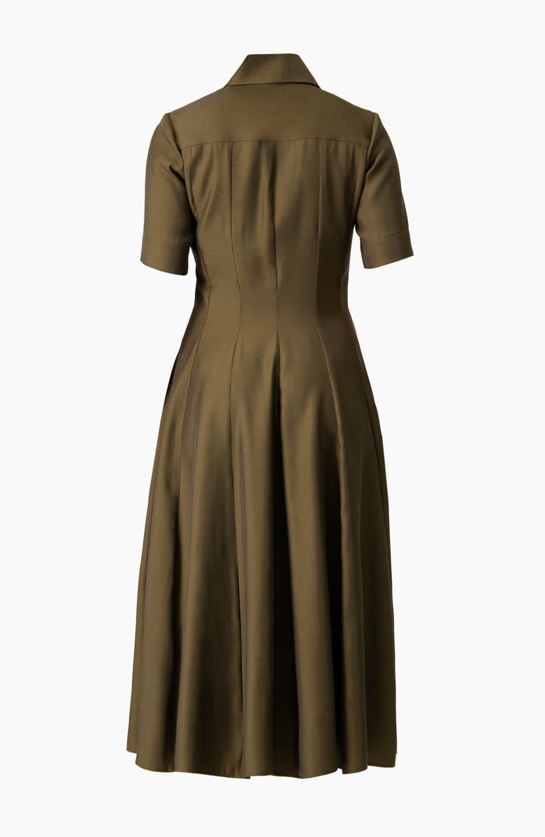 IVONNE Short Sleeve Midi Dress with Button-Front Fit-and-Flare Shirtdres, Alternate, color, Olive Green