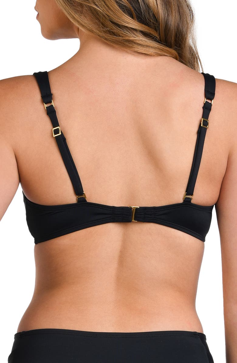 La Blanca Island Goddess V-Neck Bikini Top, Alternate, color, Black