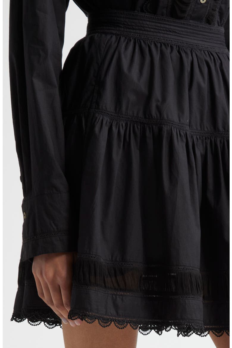 Ayla Tiered Cotton Skirt, Alternate, color, NOIR
