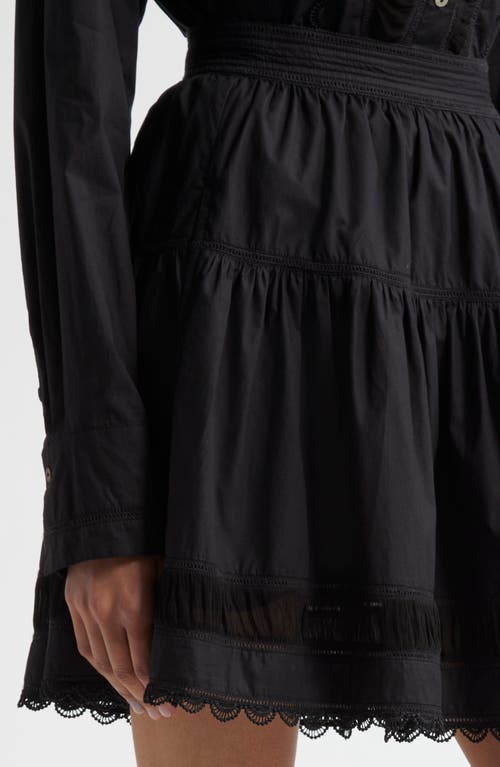 Ulla Johnson Ayla Tiered Cotton Skirt In Noir