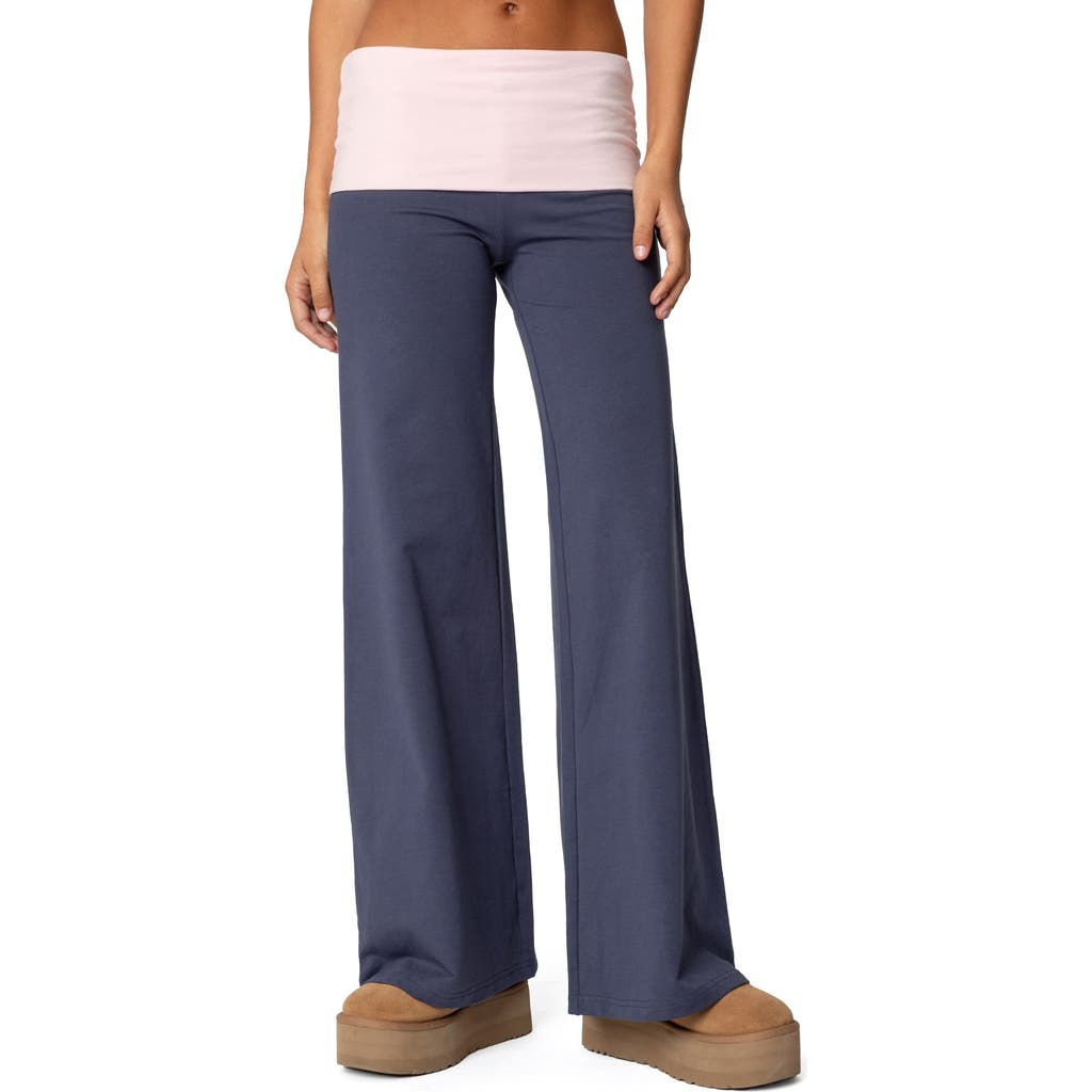 EDIKTED EDIKTED FOLDOVER CONTRAST WIDE LEG PANTS