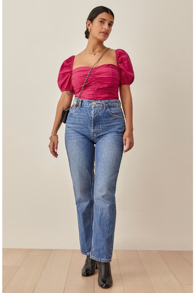 Radish Ruched Organic Cotton Top, Alternate, color, RHUBARB