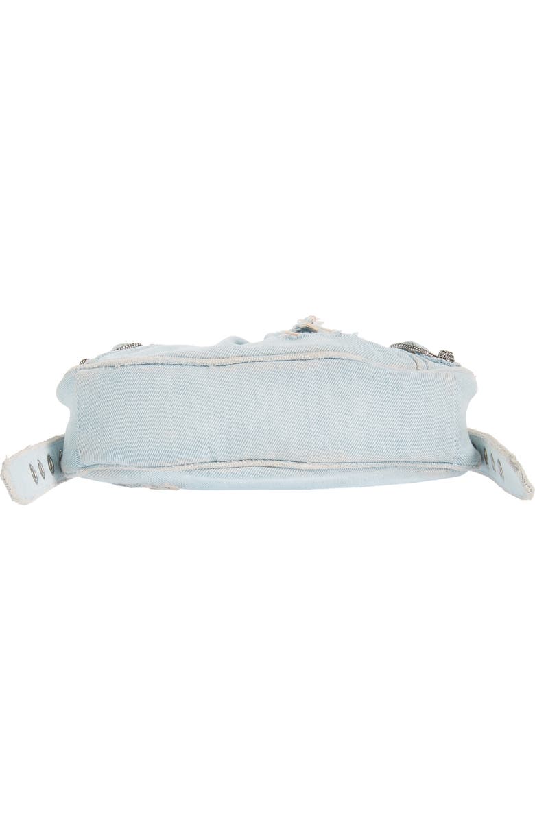 Balenciaga Extra Small Cagole Distressed Denim Shoulder Bag, Alternate, color,