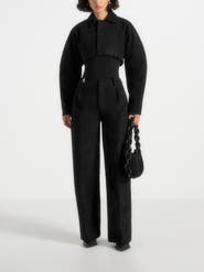 Manière De Voir Solene Suede Wide Leg Pleated Trousers