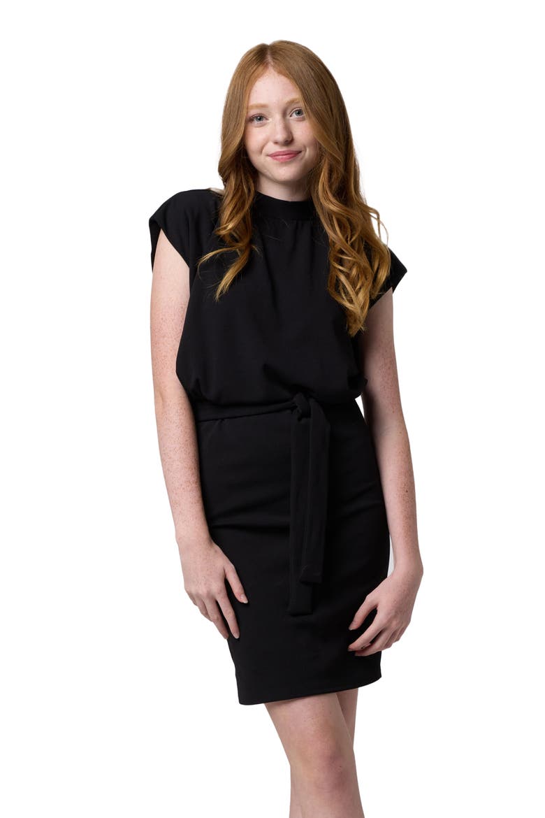 Stretch Crepe Dolman Dress with Belt, Main, color, Black
