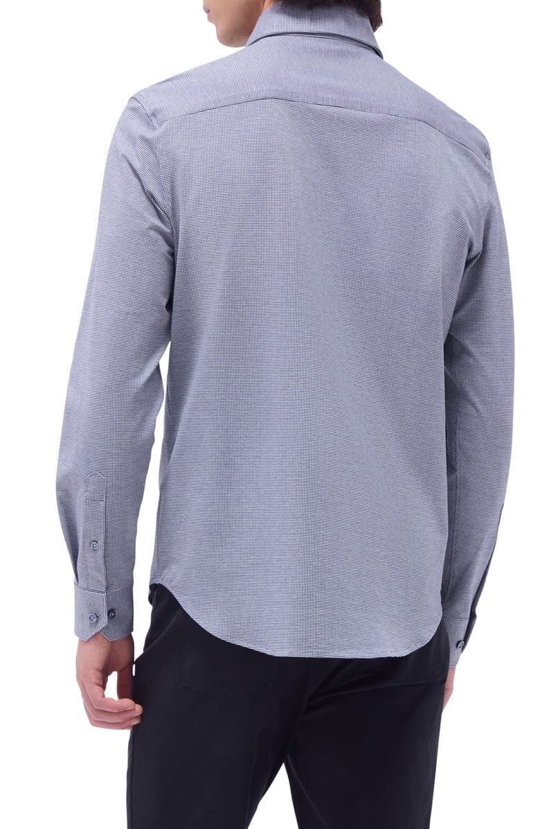 Bugatchi Devon Micro Houndstooth OoohCotton<sup>®</sup> Button-Up Shirt, Alternate, color, Navy