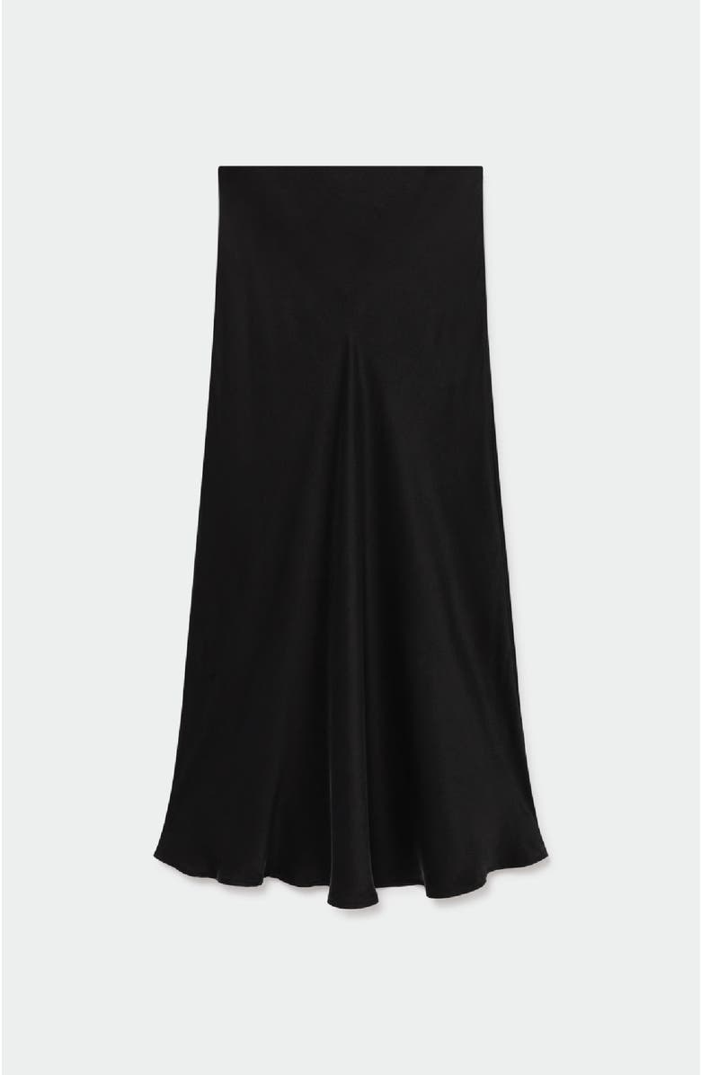 SILK LAUNDRY LONG BIAS CUT SKIRT BLACK, Alternate, color, Black