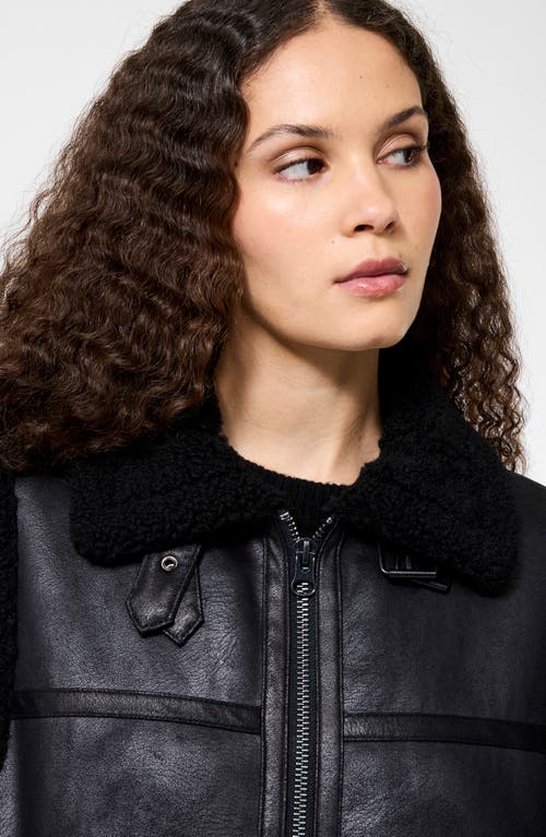 French Connection Camry Faux Shearling Vest In Black