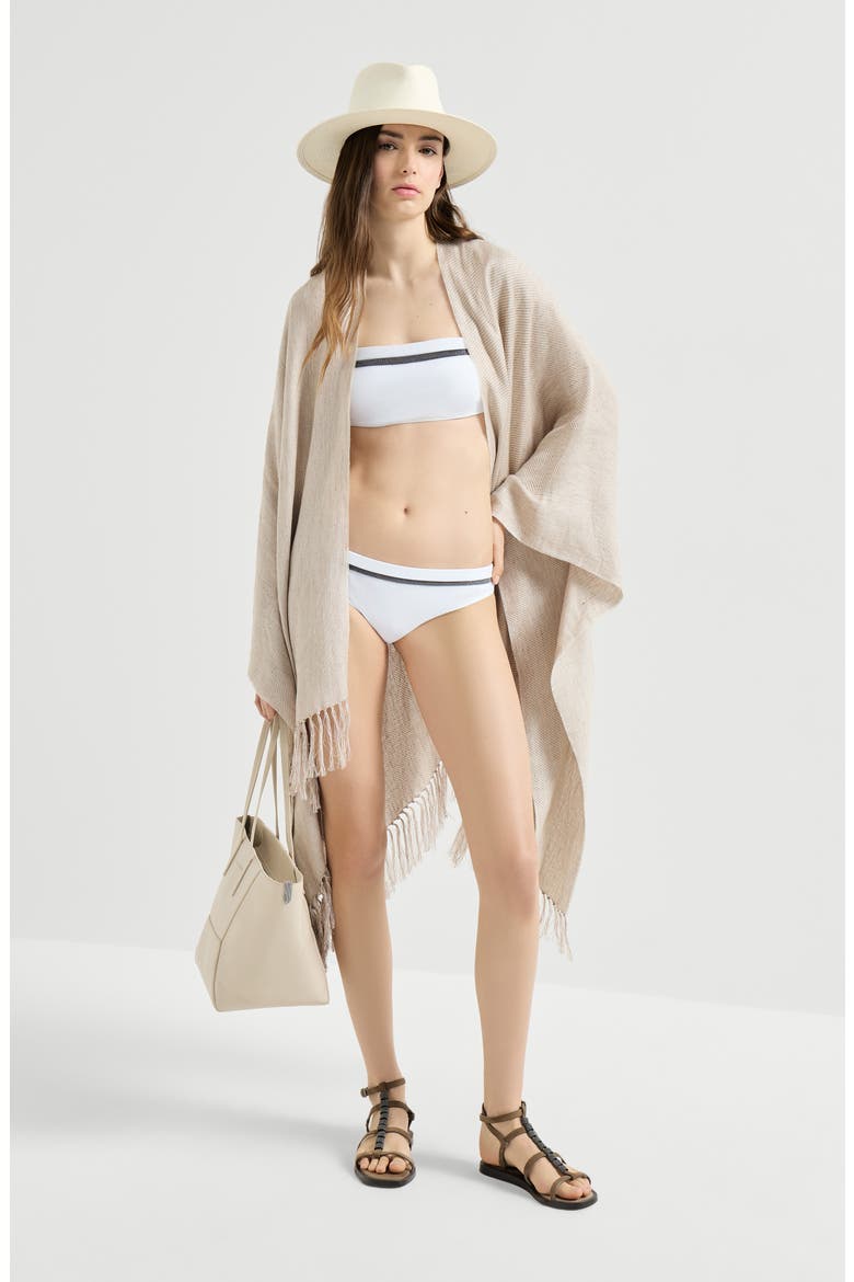 Bikini bandeau top with monili, Alternate, color, White