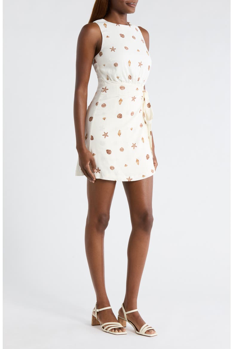 Cerise Shells Janis Faux Wrap Minidress, Alternate, color, IVORY-BROWN
