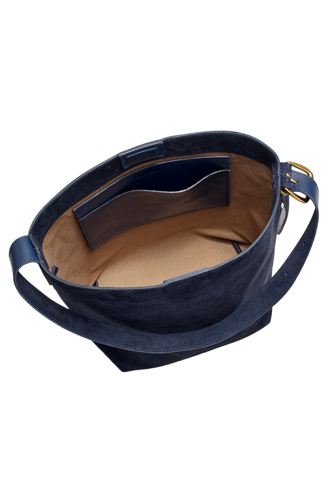 Madewell Essentials Suede Bucket Bag, Alternate, color, Deep Indigo