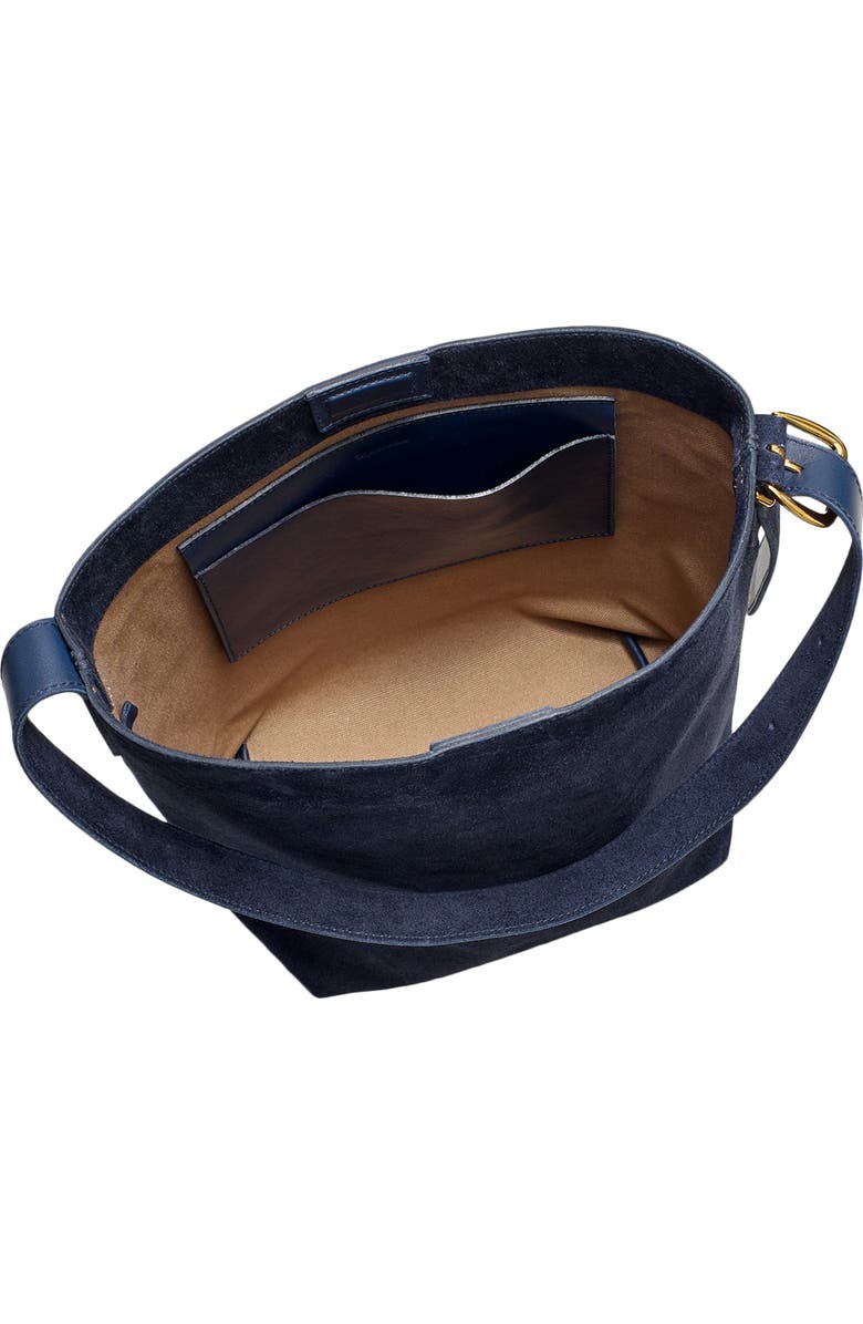 Madewell Essentials Suede Bucket Bag, Alternate, color, Deep Indigo