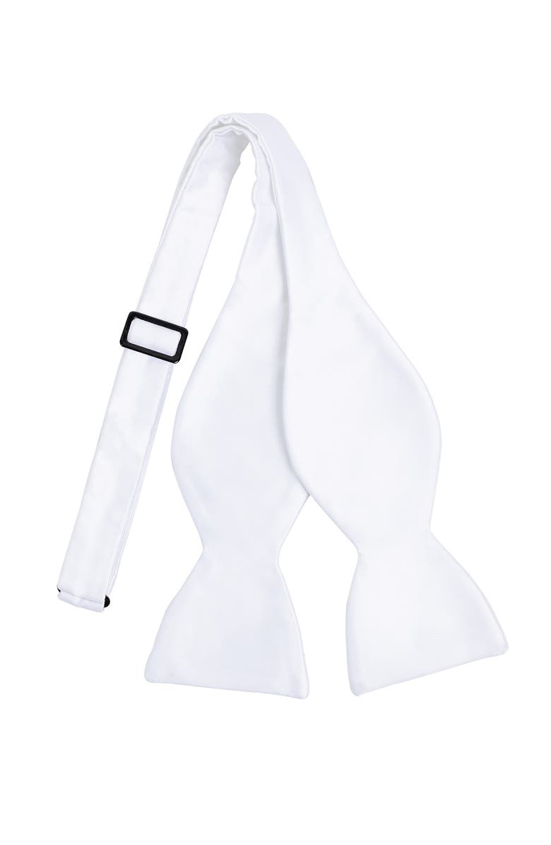 Brooklyn Brigade Men's Solid Satin Bow Tie, Main, color, White