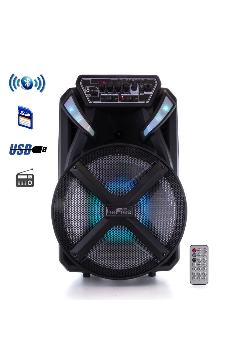 Befree Sound 12in Bluetooth Portable Rechargeable Party Speaker, Main, color, Black