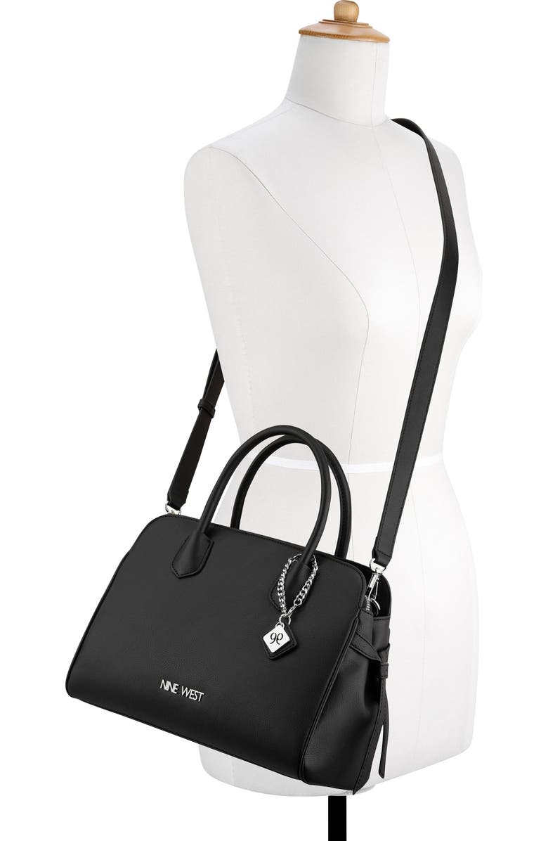 Nine West Isidore Large Satchel Bag, Alternate, color, Black