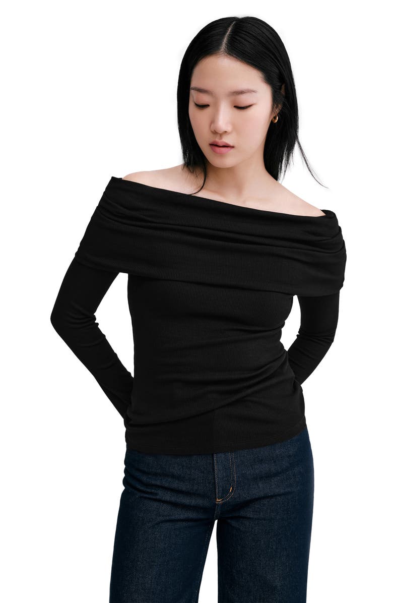 Marcella Bennett Off the Shoulder Knit Top, Alternate, color, Black