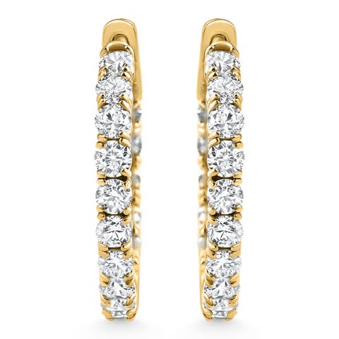 2.05Ct Diamond Inside Outside Hoops 14k Gold Women's Earrings Lab Grown 1" Tall