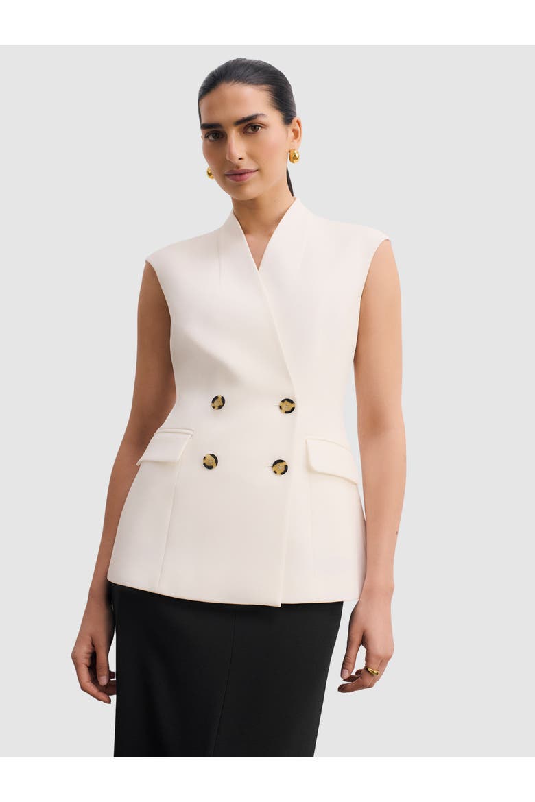 Double-Breasted Sleeveless Waistcoat, Main, color, White