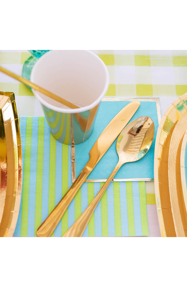 Jollity & Co Blue and Green Striped Large Napkins, Alternate, color, Assorted Pre-Pack