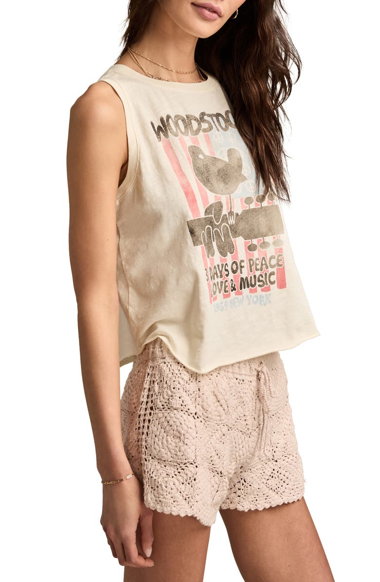 Lucky Brand Woodstock Embroidered Cotton Graphic Tank, Alternate, color, 
