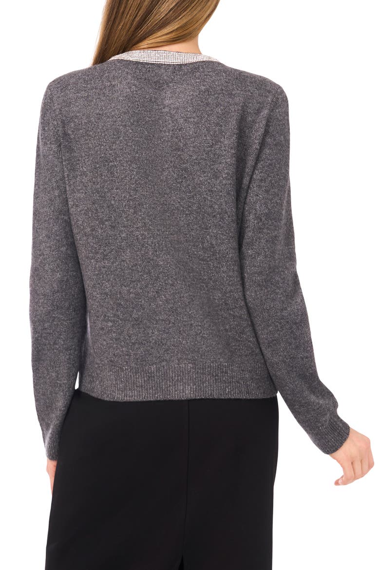 Rhinestone Collar Cardigan, Alternate, color, MEDIUM HEATHER GREY