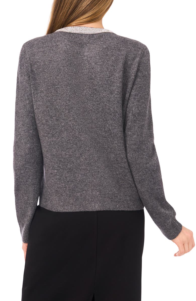 Halogen<sup>®</sup> Rhinestone Collar Cardigan, Alternate, color, Medium Heather Grey