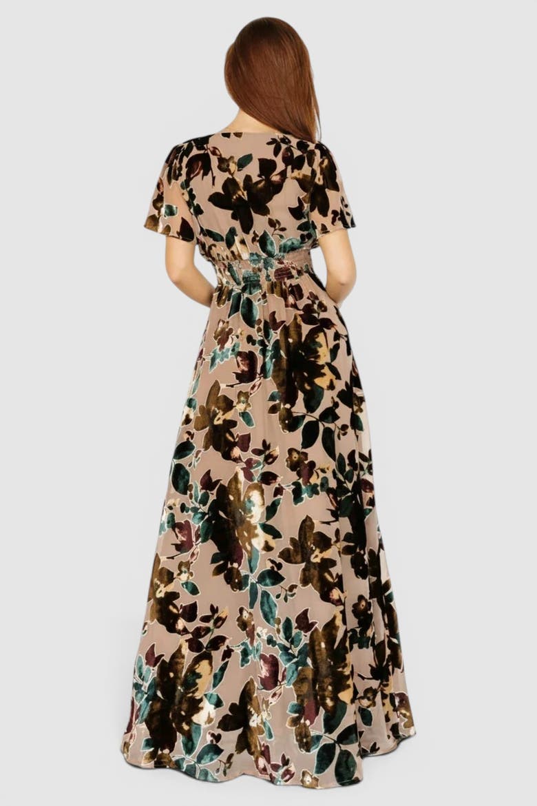 Valen Maxi Dress, Alternate, color, Champagne Multi