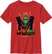 MINECRAFT Boy's Minecraft Christmas Tree Endermans Graphic T-Shirt